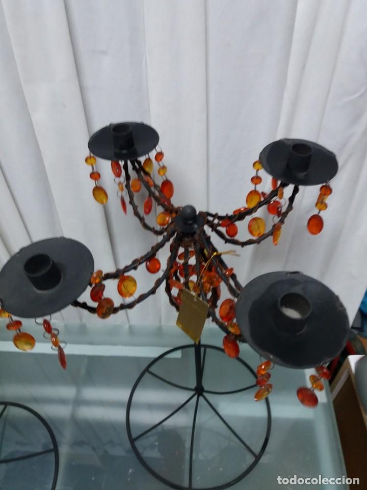 Vintage: PAREJA CANDELABROS FORJA &rdquo;COLONY&rdquo; NUEVO. - Foto 6