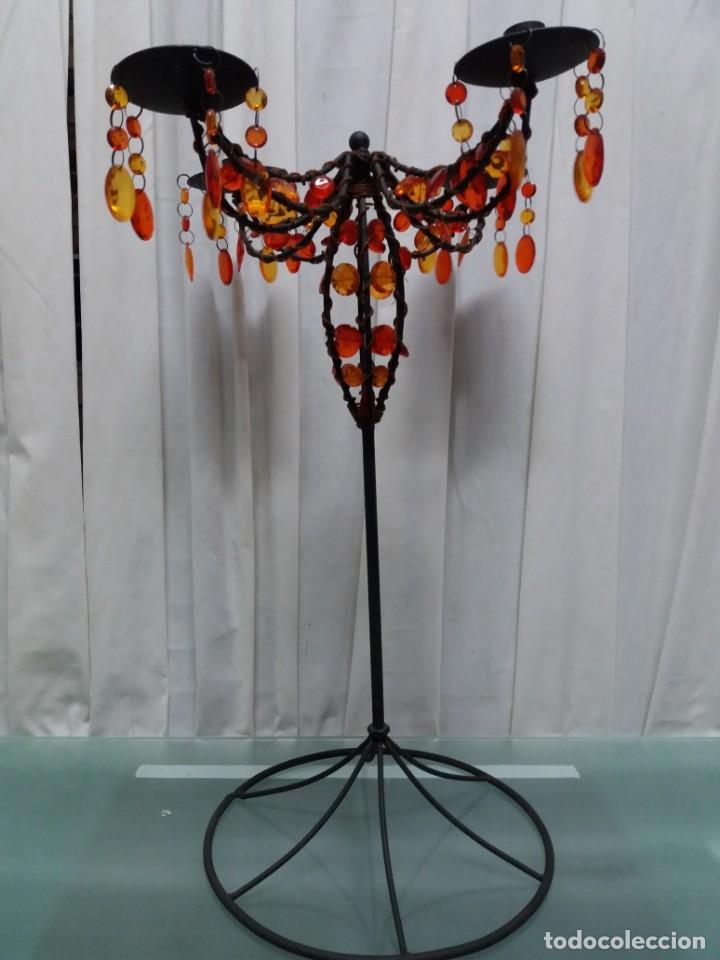 Vintage: PAREJA CANDELABROS FORJA &rdquo;COLONY&rdquo; NUEVO. - Foto 7