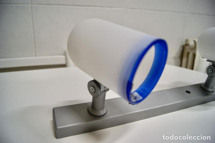 Vintage: Regleta con dos focos en gris, blanco y azul - Foto 2