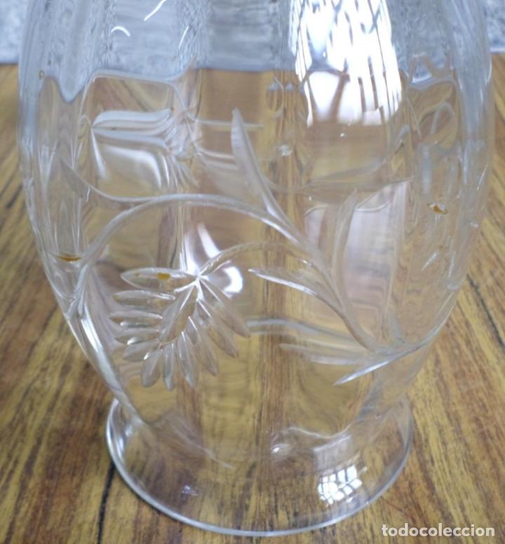 Vintage: Tulipa de cristal tallada con flores - Foto 4