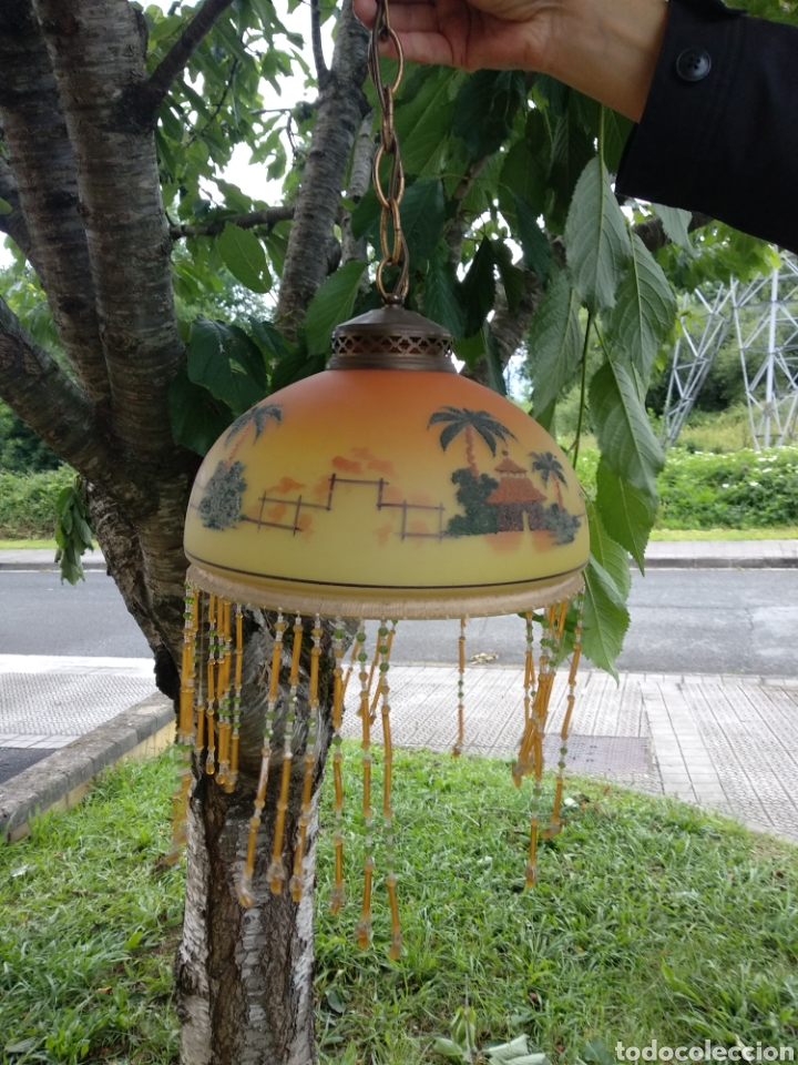 Vintage: Lampara techo pintada flecos, pedreria - Foto 4