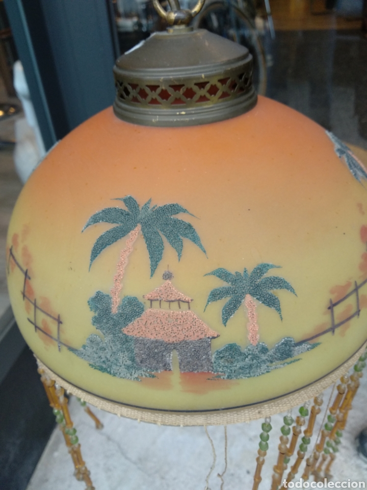Vintage: Lampara techo pintada flecos, pedreria - Foto 1