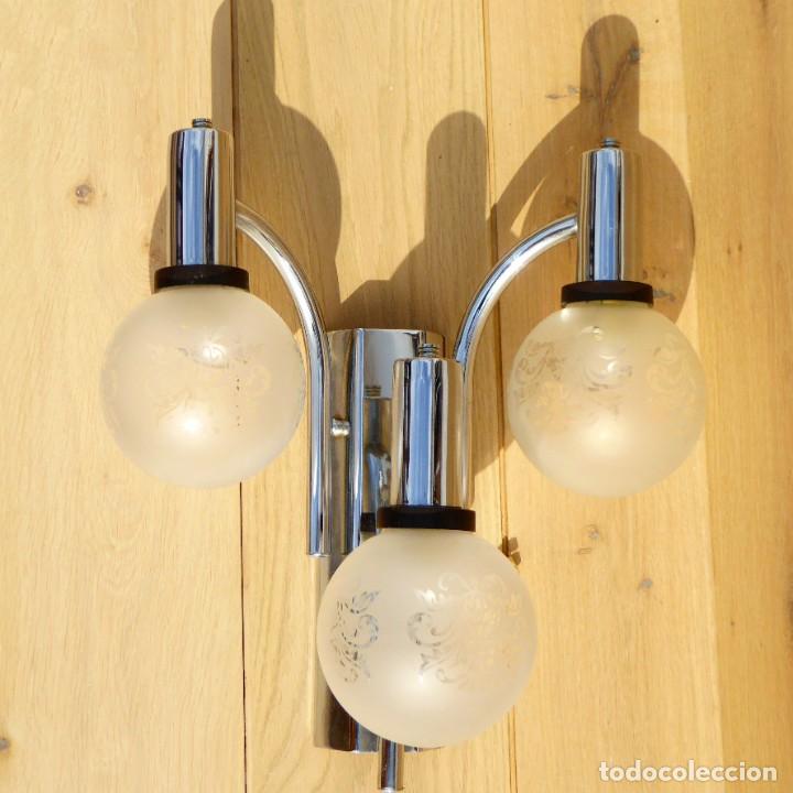 Vintage: Aplique triple de pared, 70s - Foto 3
