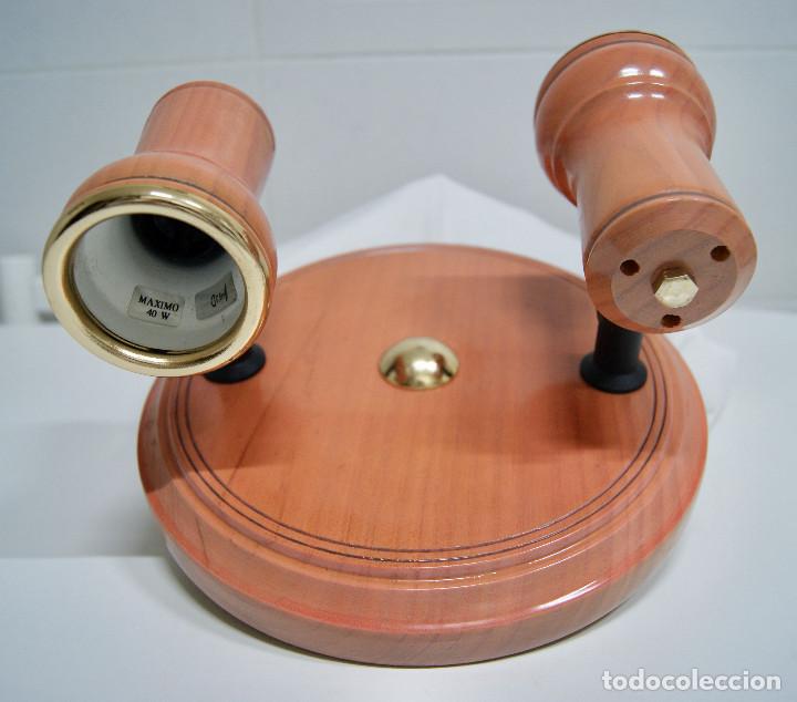 Vintage: plaf&oacute;n con dos focos en madera en rosa decap&eacute; - Foto 1