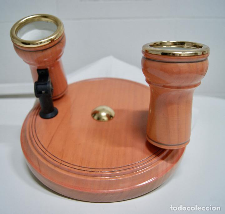 Vintage: plaf&oacute;n con dos focos en madera en rosa decap&eacute; - Foto 2