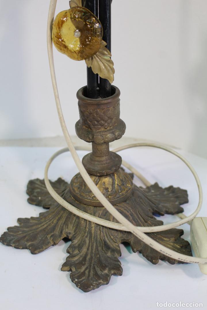 Vintage: lampara de mesa en bronce con cristales de color - Foto 6