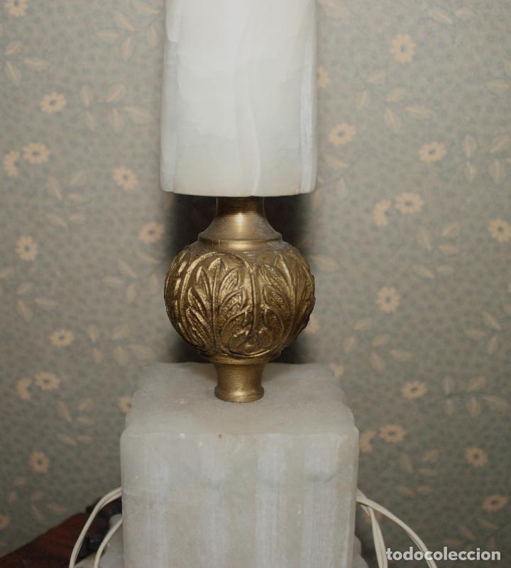 Vintage: LAMPARA DE SOBREMESA DE ALABASTRO, - Foto 2