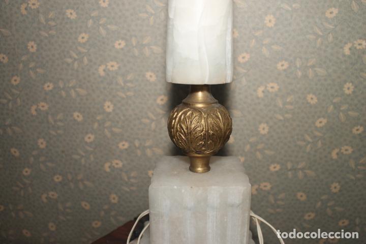Vintage: LAMPARA DE SOBREMESA DE ALABASTRO, - Foto 3