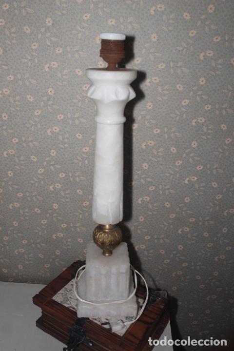 Vintage: LAMPARA DE SOBREMESA DE ALABASTRO, - Foto 6