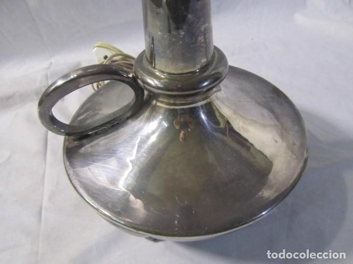 Vintage: L&aacute;mpara de lat&oacute;n ba&ntilde;ado en plata, funcionando - Foto 6