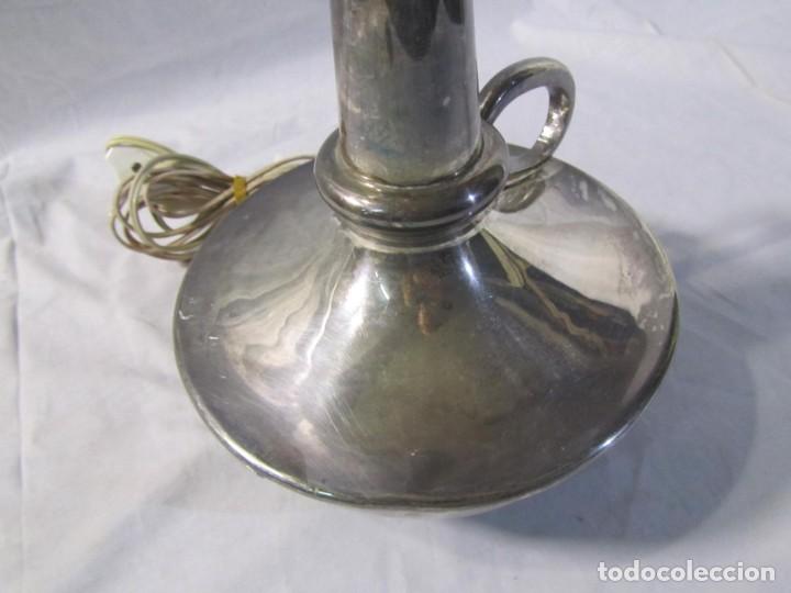 Vintage: L&aacute;mpara de lat&oacute;n ba&ntilde;ado en plata, funcionando - Foto 9