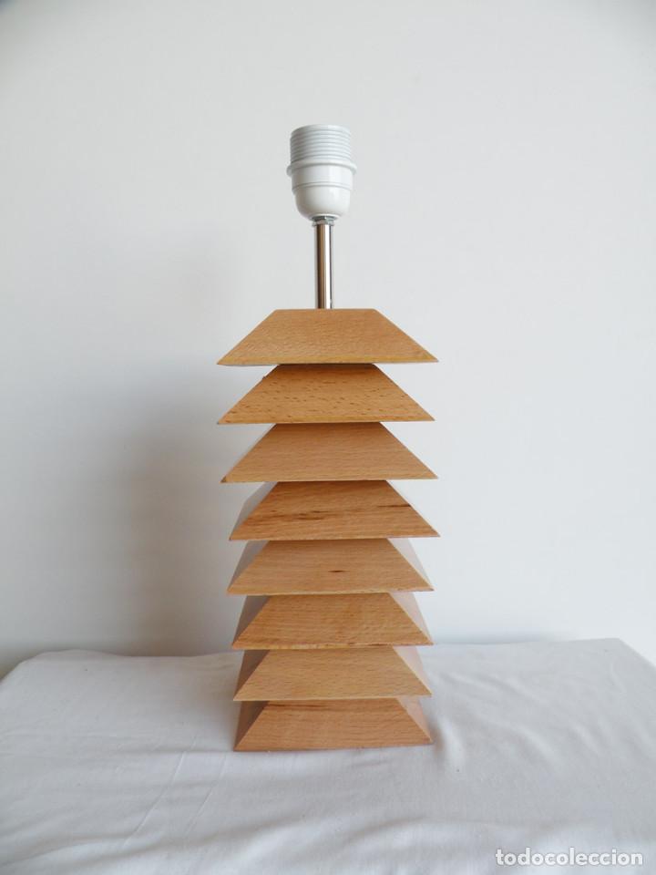 Vintage: LAMPARA SOBREMESA ARTESANAL DE MADERA - Foto 6