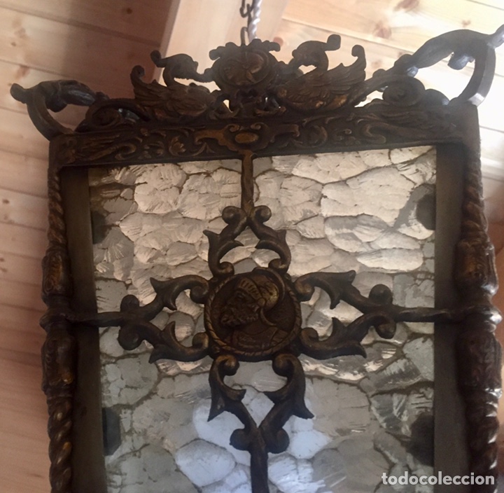 Vintage: Bonito farol de bronce, - Foto 3