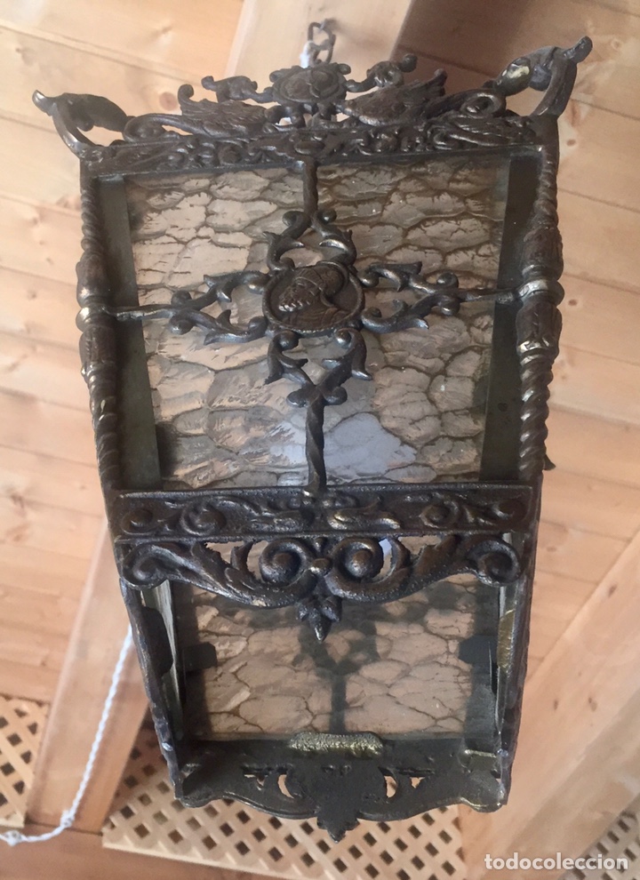 Vintage: Bonito farol de bronce, - Foto 4