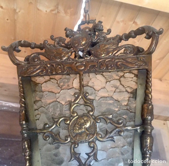 Vintage: Bonito farol de bronce, - Foto 1