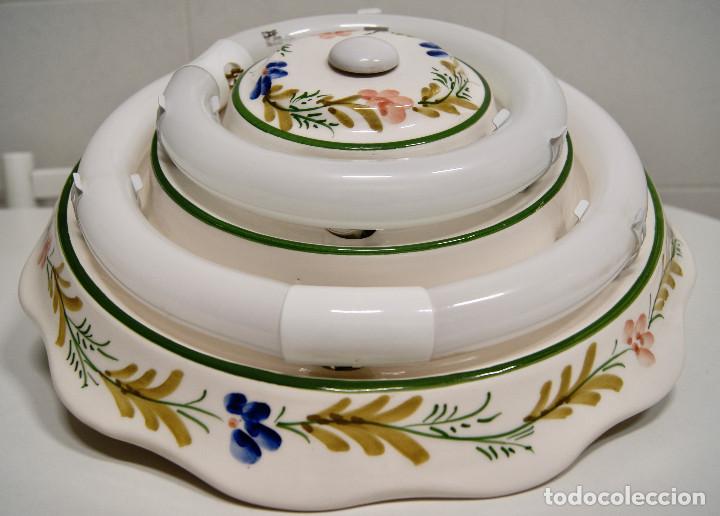 Vintage: plaf&oacute;n de cer&aacute;mica con fluorescentes - Foto 1