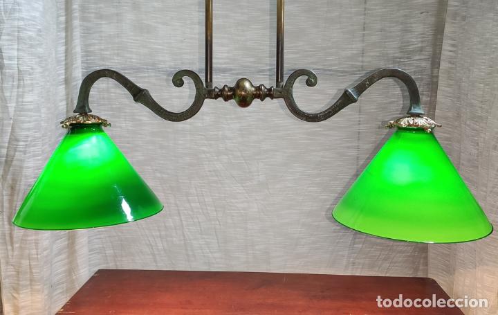 Vintage: EXCELENTE LAMPARA VINTAGE BILLAR CON DOS LUCES - Foto 2