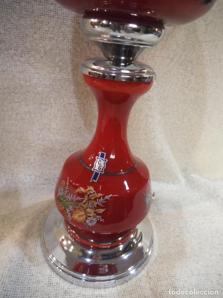 Vintage: L&Aacute;MPARA QUINQU&Eacute; ( OPALINA ) ROJO globo &uml;C G&uml; - Foto 3