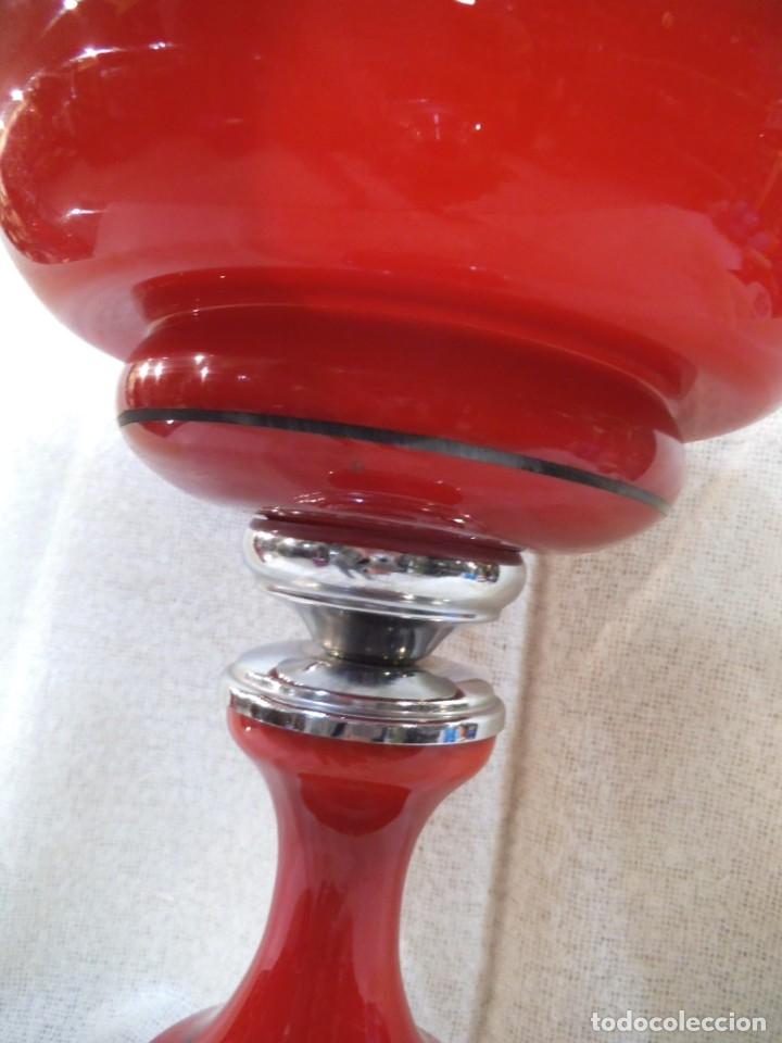 Vintage: L&Aacute;MPARA QUINQU&Eacute; ( OPALINA ) ROJO globo &uml;C G&uml; - Foto 5