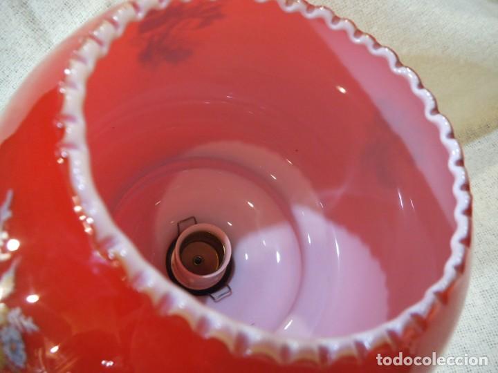 Vintage: L&Aacute;MPARA QUINQU&Eacute; ( OPALINA ) ROJO globo &uml;C G&uml; - Foto 6