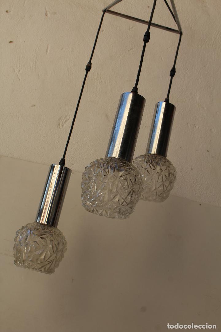 Vintage: lampara de techo con 3 tulipas de cristal - Foto 2