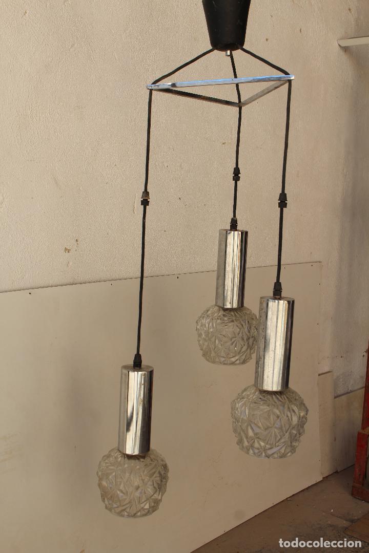 Vintage: lampara de techo con 3 tulipas de cristal - Foto 3