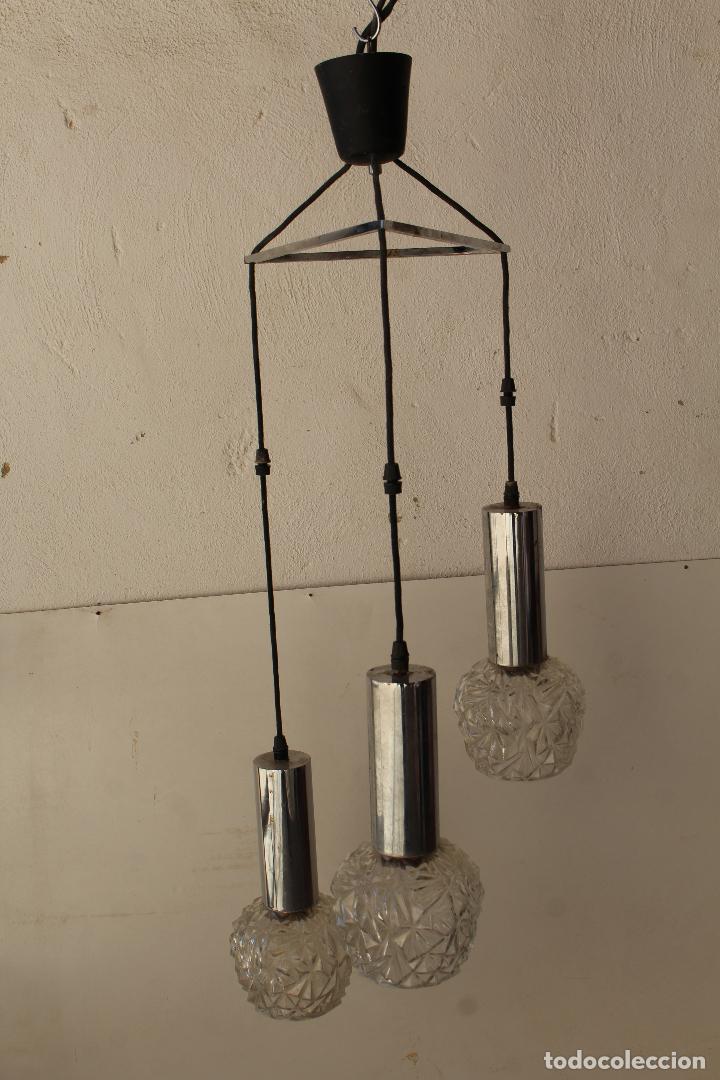 Vintage: lampara de techo con 3 tulipas de cristal - Foto 5