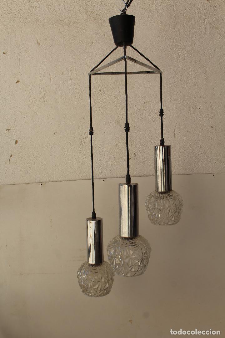 Vintage: lampara de techo con 3 tulipas de cristal - Foto 1