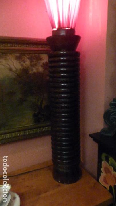 Vintage: LAMPARA PARA SUELO O MESA DE MADERA MACIZA - Foto 6