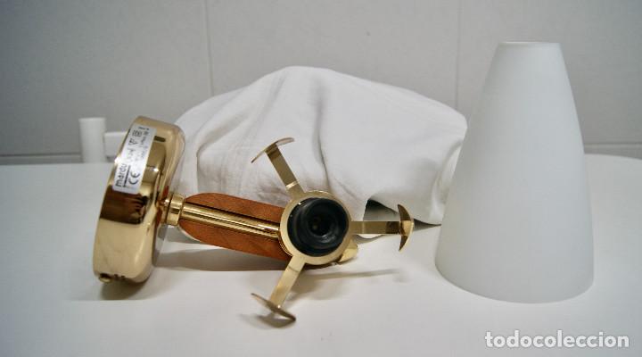 Vintage: Aplique dorado, madera y tulipa opal - Foto 7
