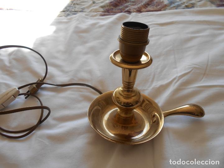 Vintage: PALMATORIA DE METAL TRANSFORMADA EN LAMPARA DE MESA - Foto 1