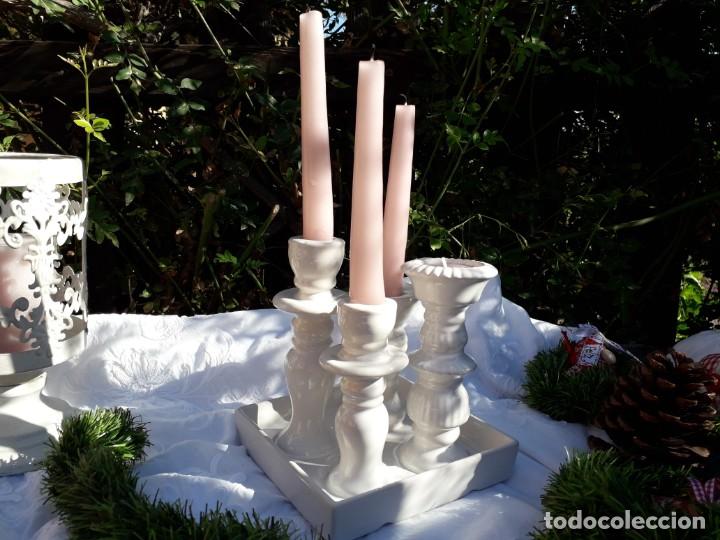 Vintage: 4 candeleros cer&aacute;mica - Foto 2