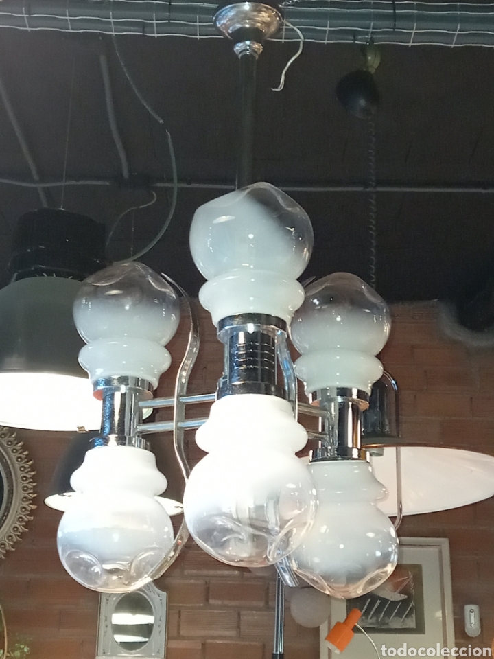 Vintage: Gran lampara tulipas cristal murano - Foto 2