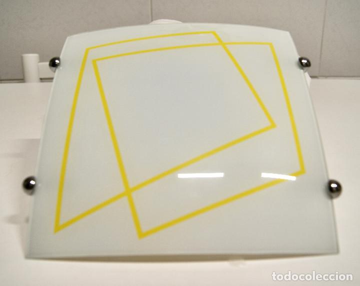 Vintage: Aplique/plaf&oacute;n blanco y amarillo - Foto 1