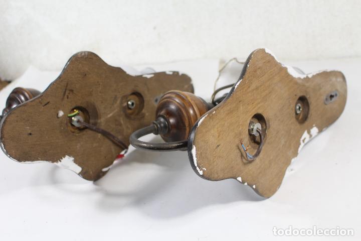 Vintage: pareja apliques de madera - Foto 2