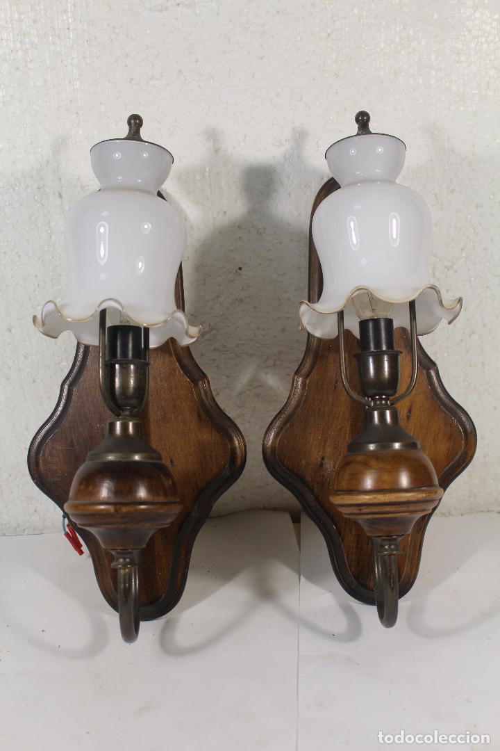 Vintage: pareja apliques de madera - Foto 3
