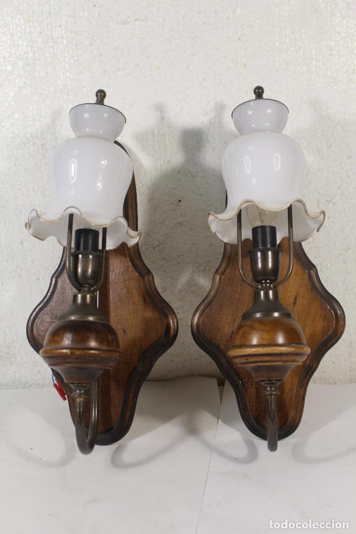 Vintage: pareja apliques de madera - Foto 4