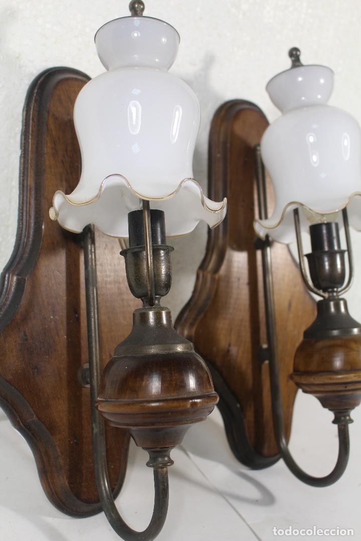 Vintage: pareja apliques de madera - Foto 5