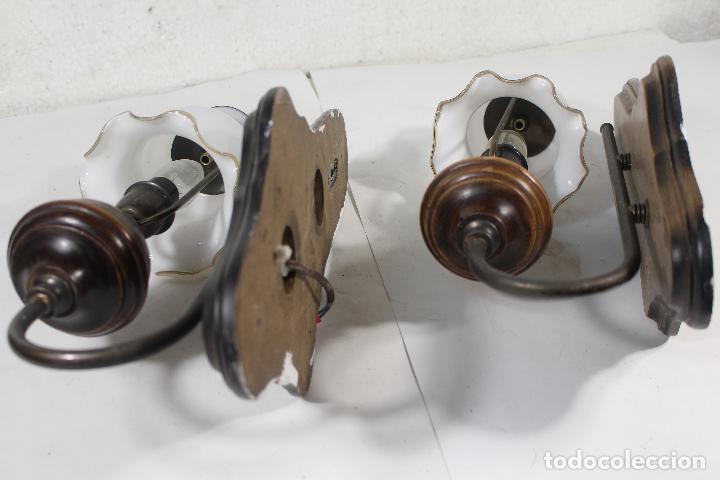 Vintage: pareja apliques de madera - Foto 6