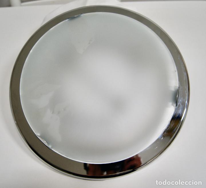 Vintage: Aplique/plaf&oacute;n metal cromo y cristal - Foto 1