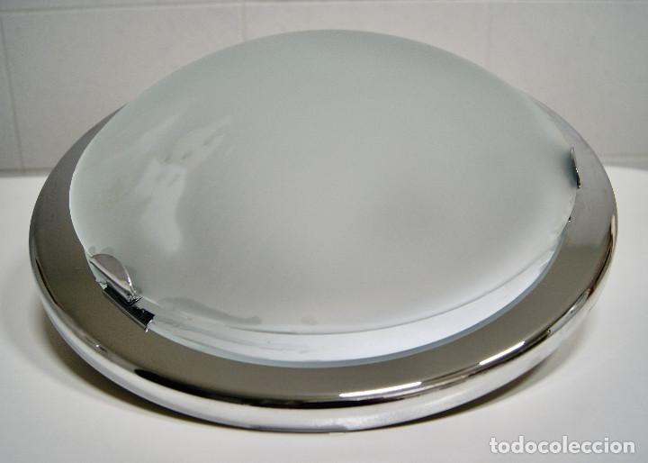 Vintage: Aplique/plaf&oacute;n metal cromo y cristal - Foto 2