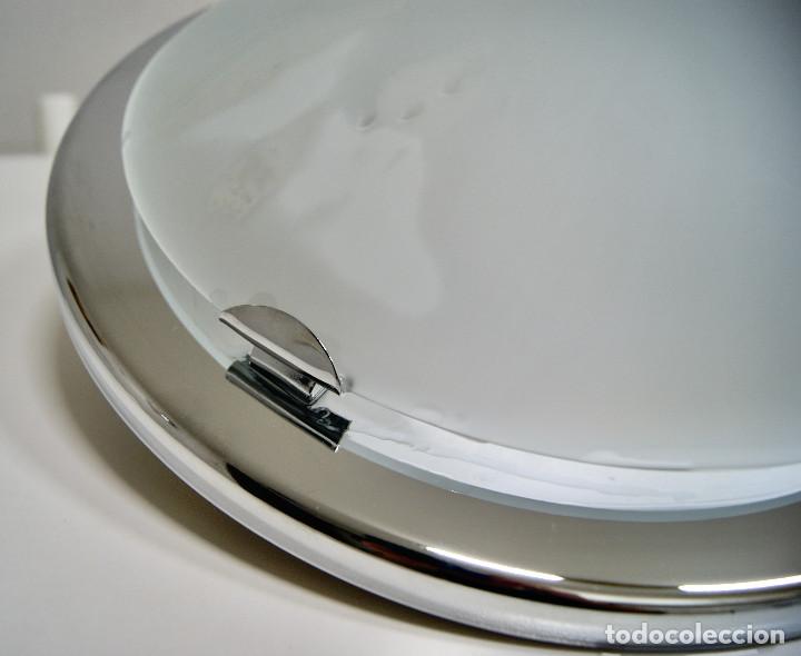 Vintage: Aplique/plaf&oacute;n metal cromo y cristal - Foto 3