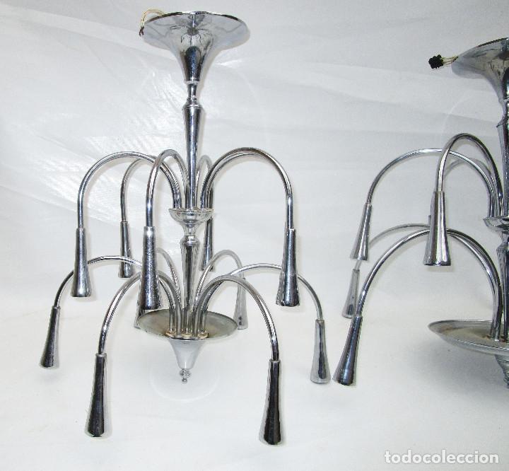 Vintage: 2 LAMPARAS ESTILO SCIOLARI SPACE AGE ACERO CROMADO SPUTNIK - Foto 2