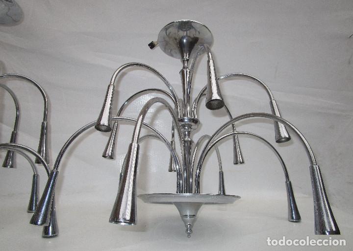 Vintage: 2 LAMPARAS ESTILO SCIOLARI SPACE AGE ACERO CROMADO SPUTNIK - Foto 4