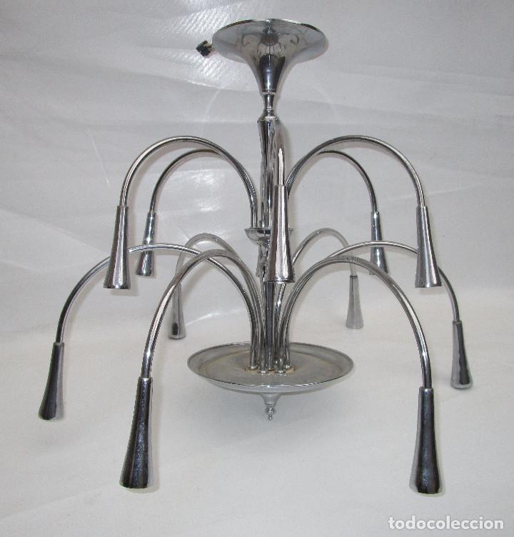 Vintage: 2 LAMPARAS ESTILO SCIOLARI SPACE AGE ACERO CROMADO SPUTNIK - Foto 6