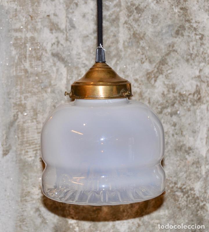 Vintage: L&aacute;mpara cristal de Murano blanca y dorada - Foto 1