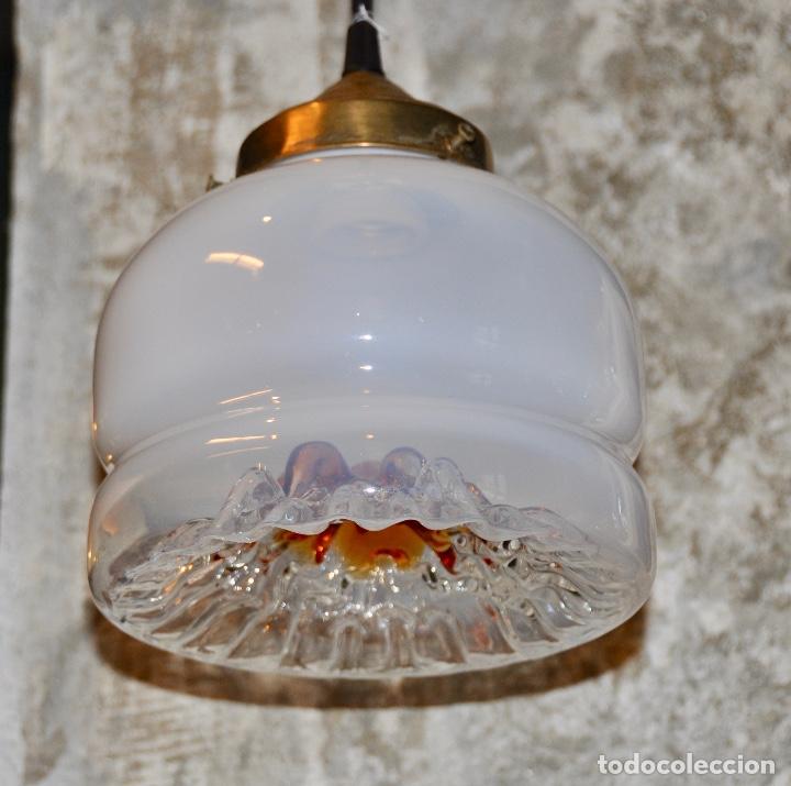 Vintage: L&aacute;mpara cristal de Murano blanca y dorada - Foto 4
