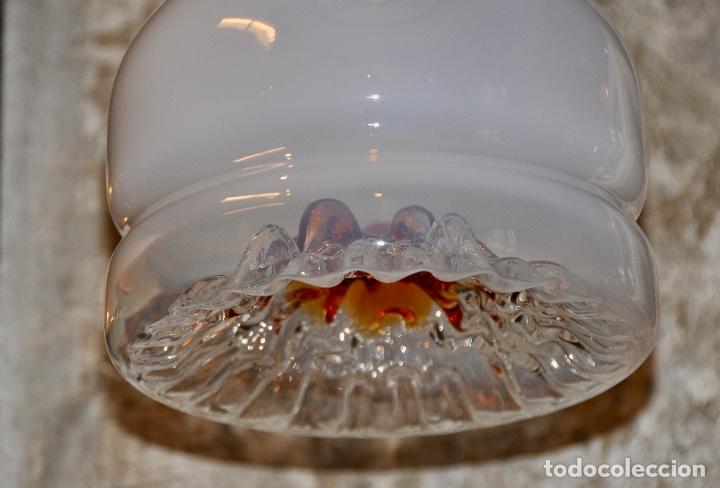 Vintage: L&aacute;mpara cristal de Murano blanca y dorada - Foto 5