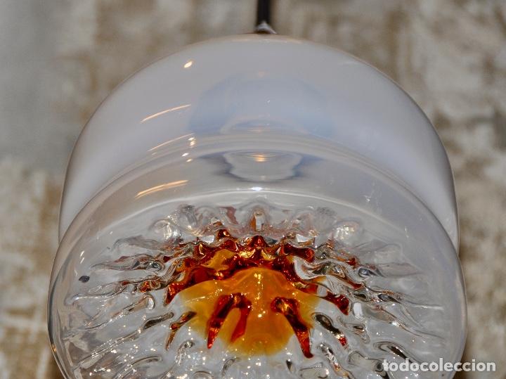 Vintage: L&aacute;mpara cristal de Murano blanca y dorada - Foto 6