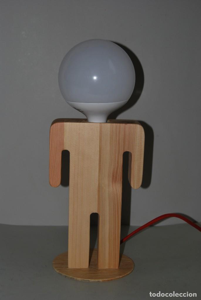 Vintage: L&Aacute;MPARA DE MADERA EN FORMA DE HOMBRE - SILUETA - Foto 8
